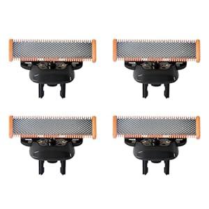 4Pack Replacement Blades & 3 Guide Combs(1/3/5mm), Compatible with All Philips Norelco OneBlade Handles (QP14xx,QP19xx,QP25xx, QP26xx, QP27xx, QP28xx, QP65xx, QP66xx) (Orange)