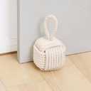 Optish Decorative Door Stoppers for Standard Interior Doors - Cute Rope Knot Design, Weighted Doorstop for Home & School, Beige