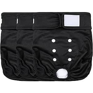 wegreeco Washable Female Dog Diapers Highly Absorbent Reusable Diapers for Dog in Heat Dog Period Diapers (Black,Medium) 1 pc