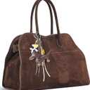 Kurava Brown Faux Suede Handbag Tote Hobo Bag for Women 2026, Women'S Top-Handle Handbags, 15” Large Capacity