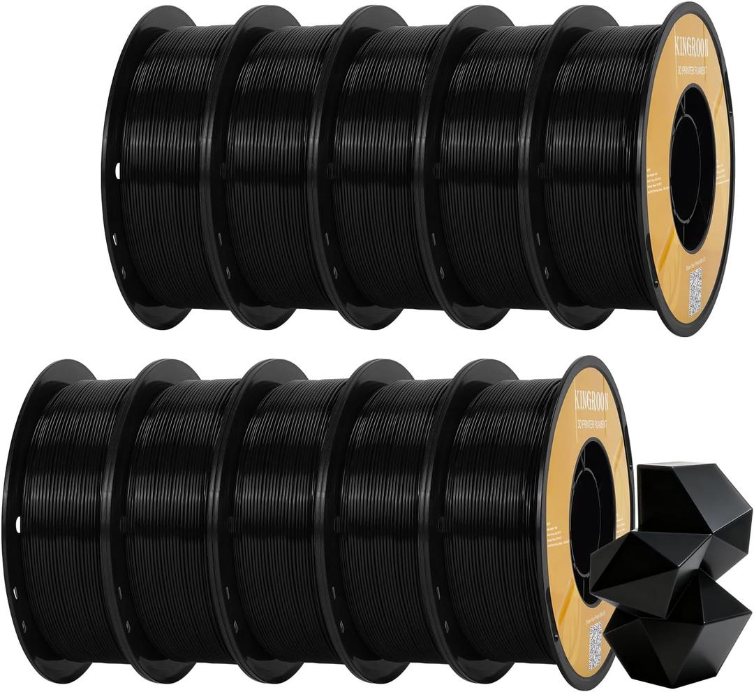 Kingroon High Speed PLA Bundle 3D Printer Filament 1.75mm, 3D Printer Rapid Filament for 30-600mm/s Hyper Printing Filament, Dimensional Accuracy +/- 0.03 mm, 10 kg Plastic Spool (22lbsBlack