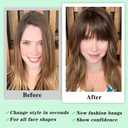 NAYOO Bangs Hair Clip - Medium Brown Fake Bangs 100% Real Human Hair Extensions French Bangs for Women Fringe with Temples Hairpieces Curved Bangs for Daily Wear