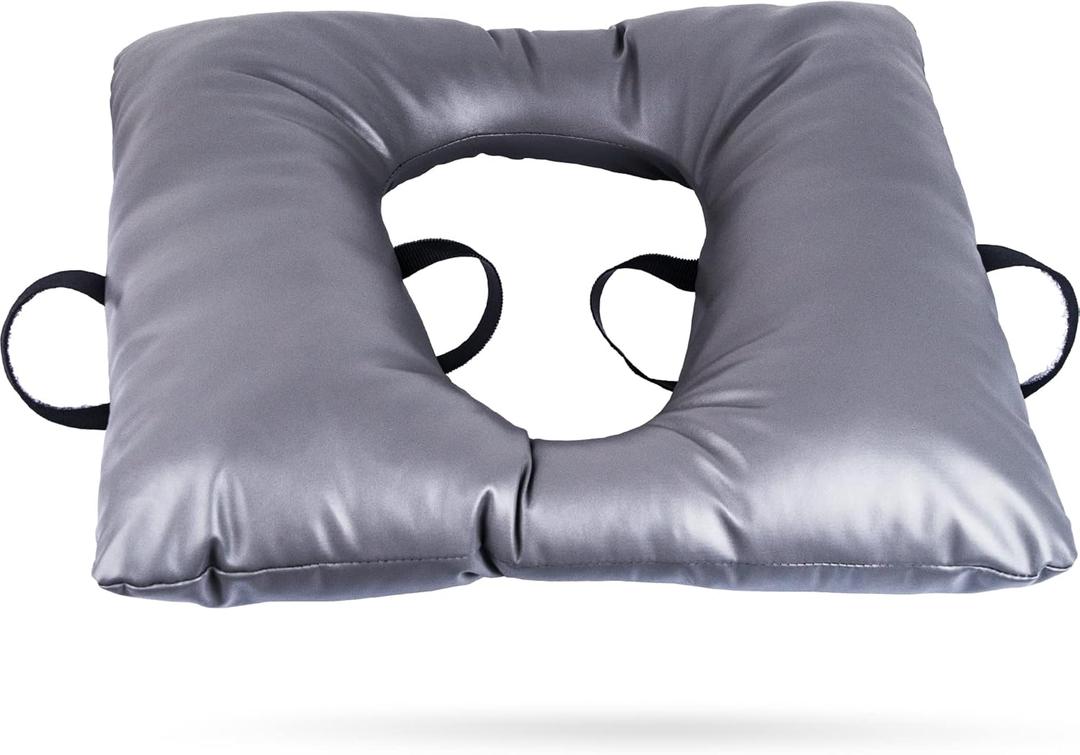 Bedside Commode Seat Cushion, Soft Seat Pad Cover Toilet Seat Cushion with Fixed Straps, Comfortable Commode Padded Seat, Waterproof Padded Cushion for Commode Chair, Grey