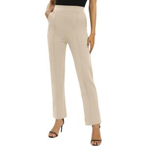 EXCHIC Women's Yoga Dress Pants Stretchy Casual Slacks Straight Leg Work Pants with Pockets, Medium 