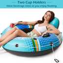 Jasonwell Inflatable River Tube Float - Heavy Duty River Float Pool Floats Lake Premium Water Tubes for Floating Recreational River Raft Lounge Floaties with 2 Cup Holders for Adult (X-Large, Cyan)