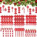 Lanpn 30 Pcs 4.5" Candy Cane Christmas Decorations, Peppermint Candies Xmas Tree Ornaments, Mini Red White Lollipop Candy Canes, Plastic Crutch Pendant Hanging Decor Candyland Holiday Indoor Outdoor