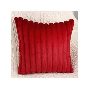  1 Pack 18x18 Pillow Cover Velvet Pillow Covers, Faux Fur Square Throw Pillow Covers for Living Room Decorations Throw Pillow Case, Throw Pillow Cover Cushion Cover for Home Sofa Bedroom Car, Red