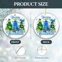 6 x Happy Hanukkah Ornament 2025  White Elephant Gift with Menorah, Stars of David & Festive Trees  Ceramic Round Hanukkah Decoration, Jewish, Home & Party Keepsake