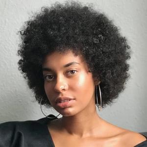 Afro Wig - Short Kinky Curly Human Hair Wig, Glueless & Ready-to-Wear, Perfect for 70s Cosplay & Daily Use, 1B