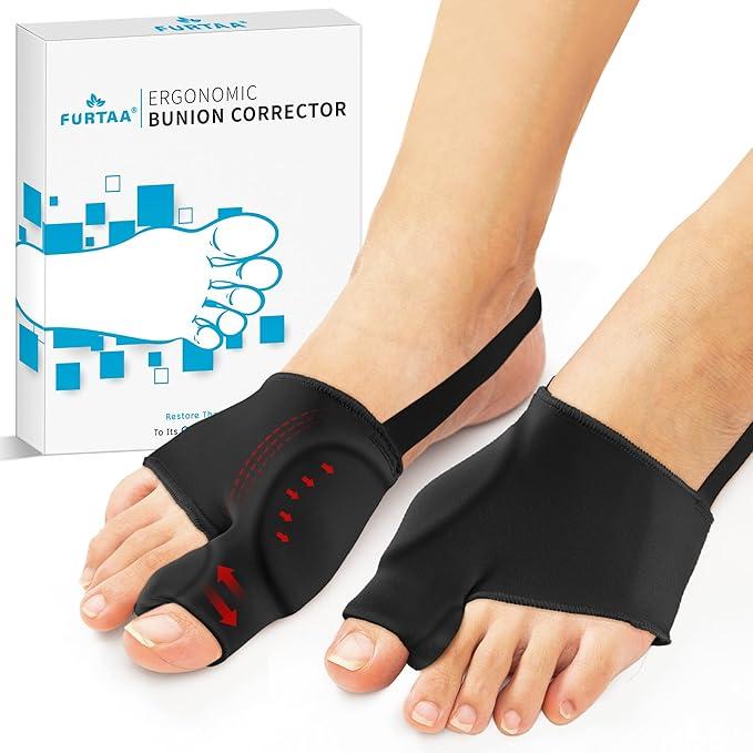 Bunion Corrector for Overlapping big Toes,Big Toe Straightener,Bunion Splint,for Bunion Relief,Hallux Valgus Pain Relief,Comfortable & Breathable. (Black, SMALL:WOMEN(4-7))