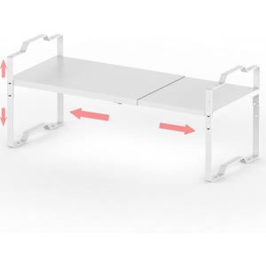 Jojocross Expandable Shelf for Cabinet Organizer Adjustable Stackable Spice Rack at Kitchen and Bathroom More, Counter Countertop Cupboard Organization Pantry Storage(LARGE/1PACK/WHITE)