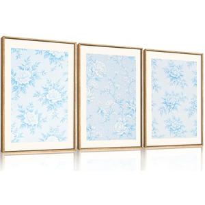 HPNIUB Blue and White Chinoiserie Floral Framed Wall Art Set,Classic Minimalist Wall Decor,Elegant Flowers Art Print,Watercolor Botanical Wildflower Artwork for Living Room, Bedroom,Office-16''x24''x3