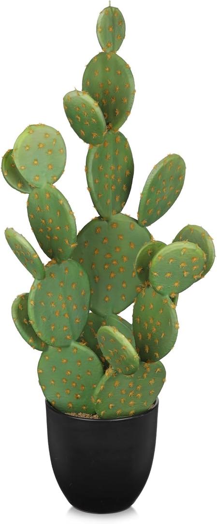 DILATATA Tall Fake Cactus Plant 27.5 inch Large Artificial Cactus Tree 'Prickly Pear Cactus' Faux Cactus Desert Plants Big Fake Cacti for Home Garden Office Decor (Opuntia Chlorotica)