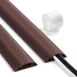 LZEOY Floor Cable Cover 3ft Brown, LZEOY Cord Covers for Wires on Floor, Low Profile Cord Hider Cable Management, Office/Carpet Compatible