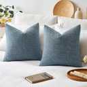 MIULEE Burlap Linen Throw Pillow Covers 18x18 Inch Set of 2 Coastal Blue Farmhouse Spring Decorative Pillows Modern Pillowcases Soft Accent Cushion Covers for Couch Sofa Bedroom Livingroom Home Decor