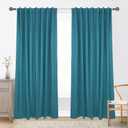 GFI LINEN CLUBS Teal Cotton Tab Top Curtains  50x96 inch Window Panel Set, 2 Panels for Living Room, Bedroom or Bathroom