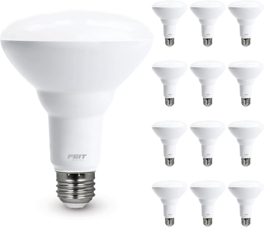 Feit Electric BR30 LED Light Bulb, 65W Equivalent, Dimmable, 650 Lumens, E26 Standard Base, 2700K Soft White, 90 CRI, Recessed Can Light Bulbs, 12-Year Lifetime, BR30DM927CA10K/MP/12, 12 Pack