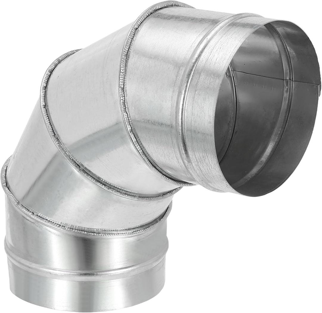 PATIKIL 6" OD 90 Degree Elbow Duct Pipe Connector, HVAC Ventilation Chimney Flue Tube Connector Galvanized Iron Adapter for Vent Exhaust Stovepipe