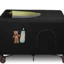 Dofilachy Blackout Cover for Pack N Play - Crib Blackout Cover Tent - Canopy Cover - Breathable Travel Crib Tent - Portable Stretchy Blackout Tent(Pocket)