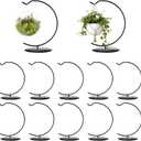 12 Pcs Ornament Display Stand 6 Inch Iron Hanging Stand Christmas Ornament Hanger Holder Decoration Display Holder Hook for Glass Globe Air Plant Terrarium Table Decor (Black)