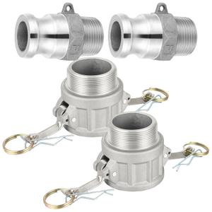 Hicarer 2 Pcs Type B Npt Global Cam Groove Hose Fitting and 2 Pcs Type F Npt Aluminum Cam Lock Fittings for Industrial Agriculture(1 Inch)