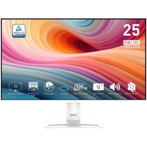 MSI PRO MP251W E2 24.5-inch IPS 1920 x 1080 (FHD) Gaming Office Monitor, 120Hz, Adaptive-Synch, HDR Ready, HDMI, VGA Port, Display Port,VESA Mountable, Tilt, Speaker, 4-Side Slim Bezel,1ms, White