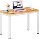 DlandHome 31.5 inches Small Computer Desk for Home Office Activity Table Writing Table for Small Spaces Study Table Student Laptop Desk Teak and White DND-AC3TW-8040,Teak + White