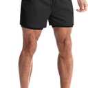 Aolesy Men's Gym Shorts with Liner 5/7 Lightweight Running Shorts Mesh Workout Athletic Shorts with 5 Pockets (Black, L)