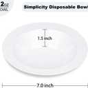 BESTVIP 50Pcs Plastic White Bowls, 12 Oz Disposable Bowls Disposable Bowls for Parties, Wedding, Christmas, Soak Proof Bowls for Breakfast, Lunch, and Dinner Meals