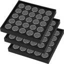 Geelin 3 Pcs Gem Display 75 Case Gem Jars Small Size 8.0" x 8.0" x 0.75" Black Tray Foam Sheet Gemstones Storage Jars with Lids Insert Trays for Collectibles Jewelry Coins and Gemstone Storage