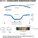 Handlebars 7/8 Inch for Motorcycle,RUTU Upgraded Universal Dirt Bike Handle Bar with Crossbar Pad Mid-Rise Mini Bike Pit Bike Handlebar for Motocross ATV Quad - Blue