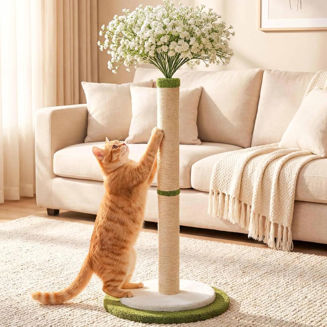 CWV 45" Tall Cat Scratching Post, Cute Starlight Bouquet Scratcher for Indoor Cats & Kittens with Sturdy Base & Natural Sisal Rope