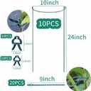 TCBWFY 10 Pack Plant Support Stakes for Peony,10"Widex24"High Heavy Duty 4.5mm Peony Cages and Support,Metal Peony Supports for Outdoor Indoor Plants,Plant Supports for Peony