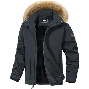 MAOYSSEN Men's Winter Coat Waterproof Warm Ski Snow Jacket Fur Hooded Parka Work Outerwear Snowboarding Jacket, XL