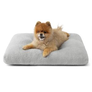 Bedsure Small Dog Bed for Crate Washable, Comfort Fluffy Plush Pillow Bed Crate Pad, Non-Slip and Machine Washable Kennel Pet Sleeping Mat for Puppy/Cat, 24"x17", Gray