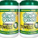 Simple Green Professional Grade Heavy-Duty Cleaning and Degreasing Towels, All-Purpose Cleaning Wipes, 75 count (Pack of 2)