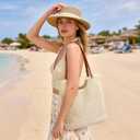 Sightor Crochet Beach Bag Woven Tote Bag Summer Boho Bag for Vacation | Crochet Bag for Women Summer Beach Bag Travel Casual Shoulder Bag