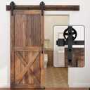 WINSOON 6FT Heavy Duty Sliding Barn Door Hardware Kit, Black 5-16FT, Silent Glide, Easy to Install, Includes Tracks, Big Wheel Hangers, Floor Guide and Other Necessary Hardware