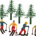 Skiers and Evergreen Trees Winter Cake Wonderland Topper Decoration Set