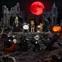 2 x 11Pcs Halloween Mini Figurines Set Miniature Skull Heads Dragon Ghost Crow Resin Decoration for Horror Village Collections Holiday Ornaments Micro Landscape Halloween Fairy Garden Decor