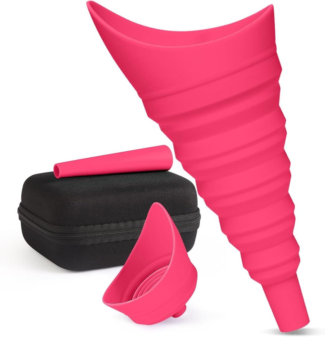 Female Urination Device Foldable Urine Funnel, Pee Funnel for Women with Extension Tube & Waterproof Case, Stand to Pee for Travel Camping Hiking
