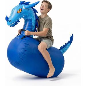 Waddle Hip Hoppers Large Bouncy Hopper Inflatable Hopping Animal Bouncer, Supports Up to 250 Pounds, Ages 5 and Up (Blue Dragon)