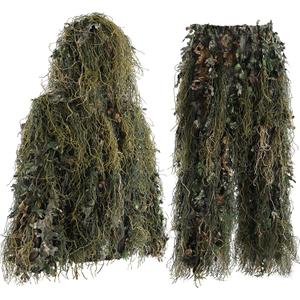 Ghillie Suit Gilly Hunting Suits Pants 3D Leaf Camo Camouflage Coveralls Youth Adult Lightweight Clothes for (Height 4.9 - 5.9 Ft)