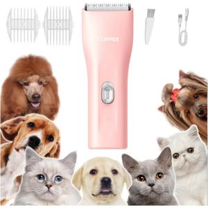 Dog Clippers,Quiet Washable USB Rechargeable Cordless Dog Grooming Kit,Electric Pets Hair Trimmers Shaver Shears for Dogs and Cats (006 Pink)