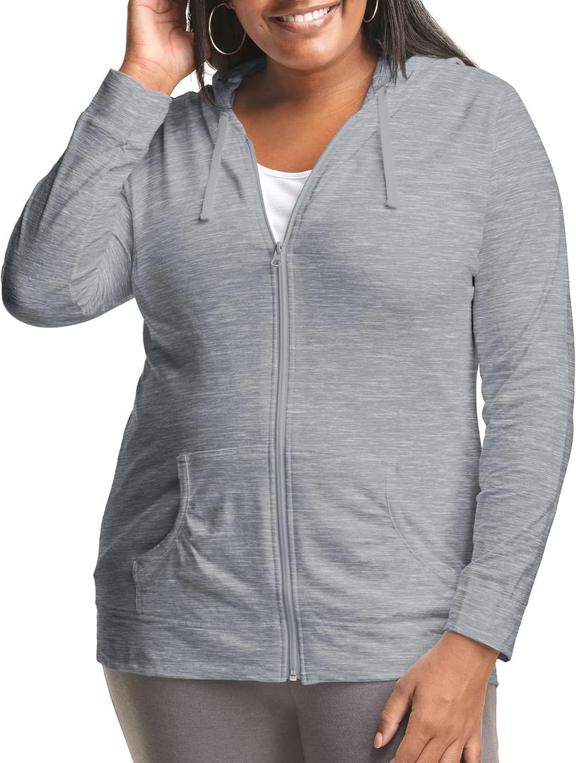 Just My Size Women's Full Zip Jersey Hoodie (Gray, XXXL)