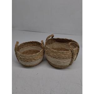 HomArt Gideon Grass and Cotton Baskets - Set/2(7.5×8 in )