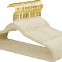 ManGotree Velvet Coat Hangers with 360 Swivel Gold Hook, Non-Slip Felt Suit Hangers, Slim Space Saving Clothes Hanger for Jacket, Sweater, Shirt, Dress, Pants (36 Pack, Beige)