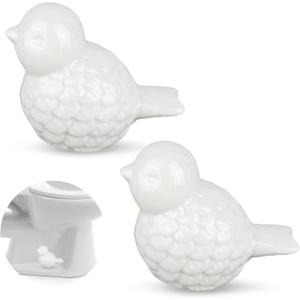 Ceramic Toilet Bolt Covers 2 Pcs Cute Bird Ceramic Covers for Toilet Bolts White Small Bird Toilet Bolt Decorative No Tools Required Easy Installation