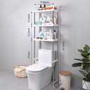 SIDIANBAN 3-Tier Over The Toilet Storage Shelf, Freestanding Bathroom Space Saver Organizer with 3 Hooks, Multipurpose Above Toilet Rack for Bathroom, Restroom, Laundry (3-Tier), 171.5 x 50.5 x 24.5cm / 67.5x 20x 9.6 in