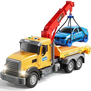 Kids Toys for 3 4 5 6 7 Years Old Boys, Tow Truck Toy,Friction Powered Transport Truck Crane Vehicle Toy with Lights and Sounds,Birthday Gifts for Boys Girls